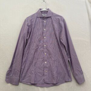 Eton Shirt Men 42 16.5 Purple Plaid Slim Fit Business Casual Button Up